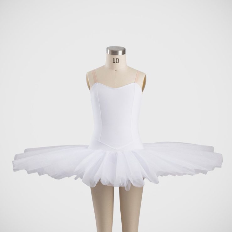 Classical Tutu with Bodice - Glitter Tulle Top Net - C01 White - Front View