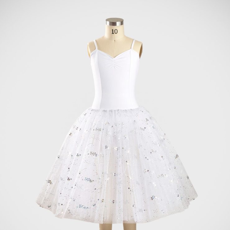 Degas Tutu with Bodice - Sequin Tulle - C01 White - Front View
