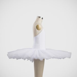Classical Tutu with Bodice - Glitter Tulle Top Net - C01 White - Side View