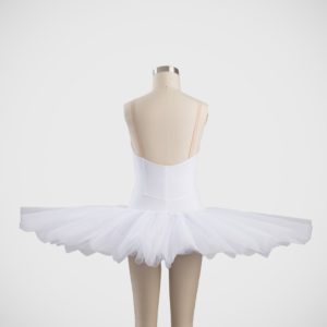 Classical Tutu with Bodice - Glitter Tulle Top Net - C01 White - Back View